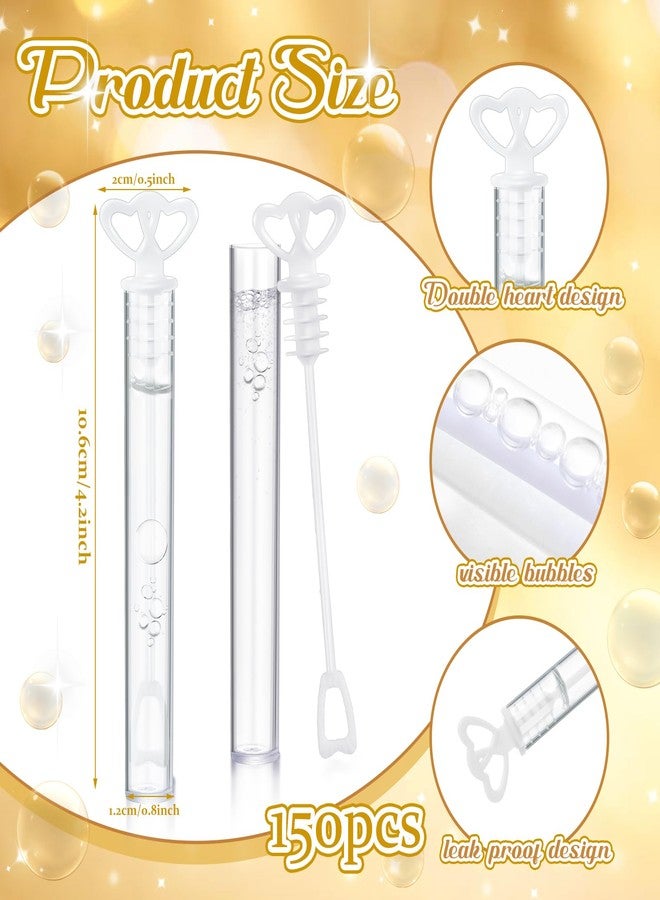 PullCrease 150 Pcs Bubble Wands Bulk for Wedding Party Mini Heart Wand with Bubble Solution for Wedding Bridal Showers Valentine Anniversary Birthday Supplies(White,Double Heart) - Image 3
